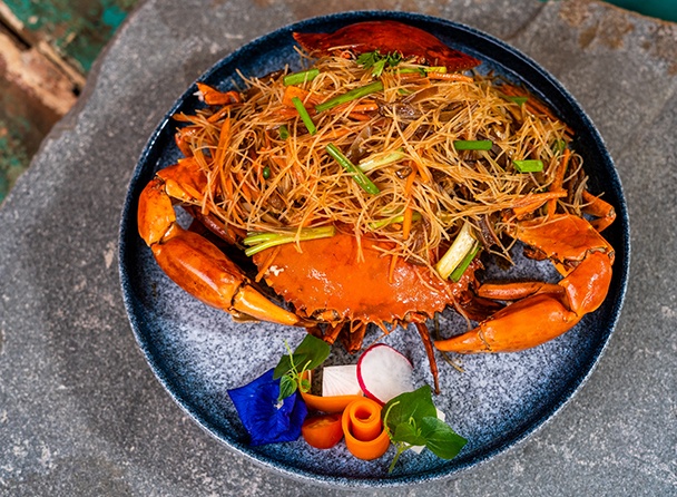Steamed Stone Crab with Glass Noodles
