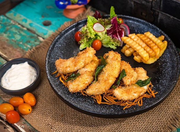 Fish Nuggets with French Fried with Side Salad