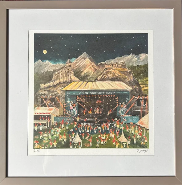 Lithographie Sion — Sous les étoiles